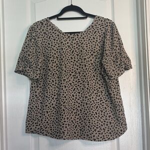 Papermoon Taupe Leopard Print Short Sleeve Blouse